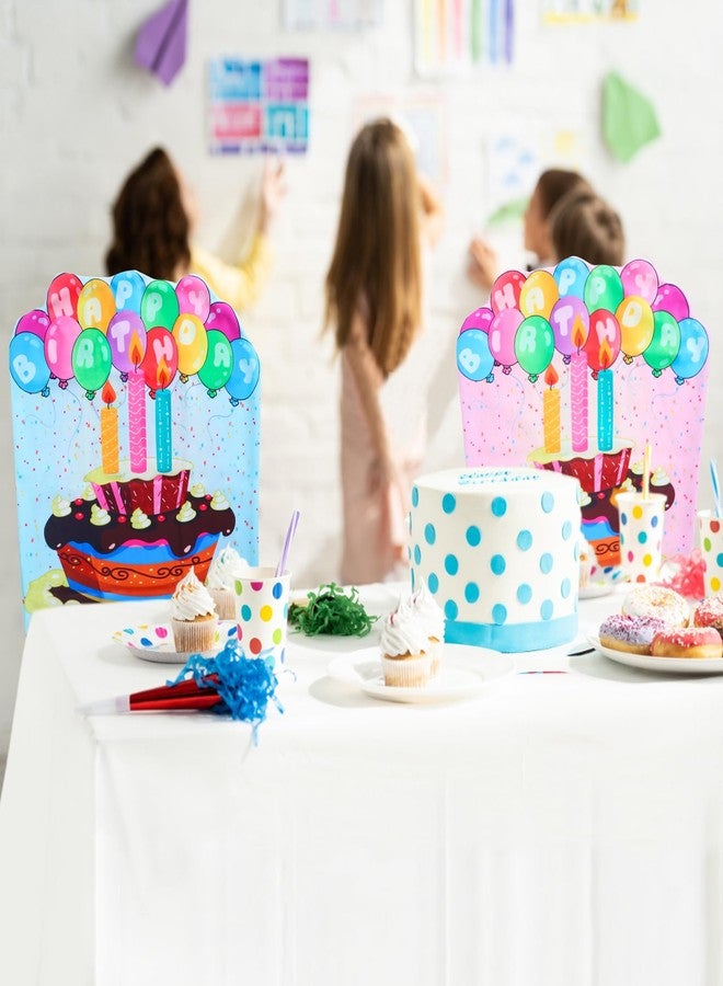 Sozize 2 PCS Birthday Chair Cover Classroom Seat Covers Colorful Happy Birthday Seat Decor for Home School Office, 24” x 19” (Blue, Pink) - Image 4